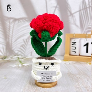 Handmade Crochet Rose Potted Plants Can Be Customized，creative ...