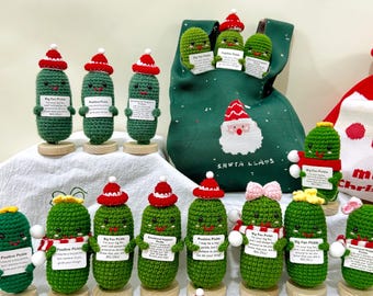 Emotional Support Christmas Pickle,Positive Pickle,Handmade Crochet Pickles,Home Table Decor,Coworker & Friend Gifts,Christmas gift