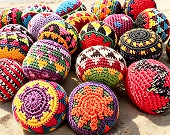 Sac à pied en crochet, Kickballs tricotés à la main, Balle de jonglerie, Jouet de remuement, Balles anti-stress, Jeux d'extérieur, Jouet de colonie de vacances pour enfants et adultes