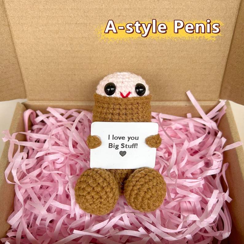Pene de crochet divertido - Regalo divertido para adultos - Pene amigurumi de crochet - Regalo para novio/esposo - Regalo de aniversario, Pene positivo para Navidad Style A