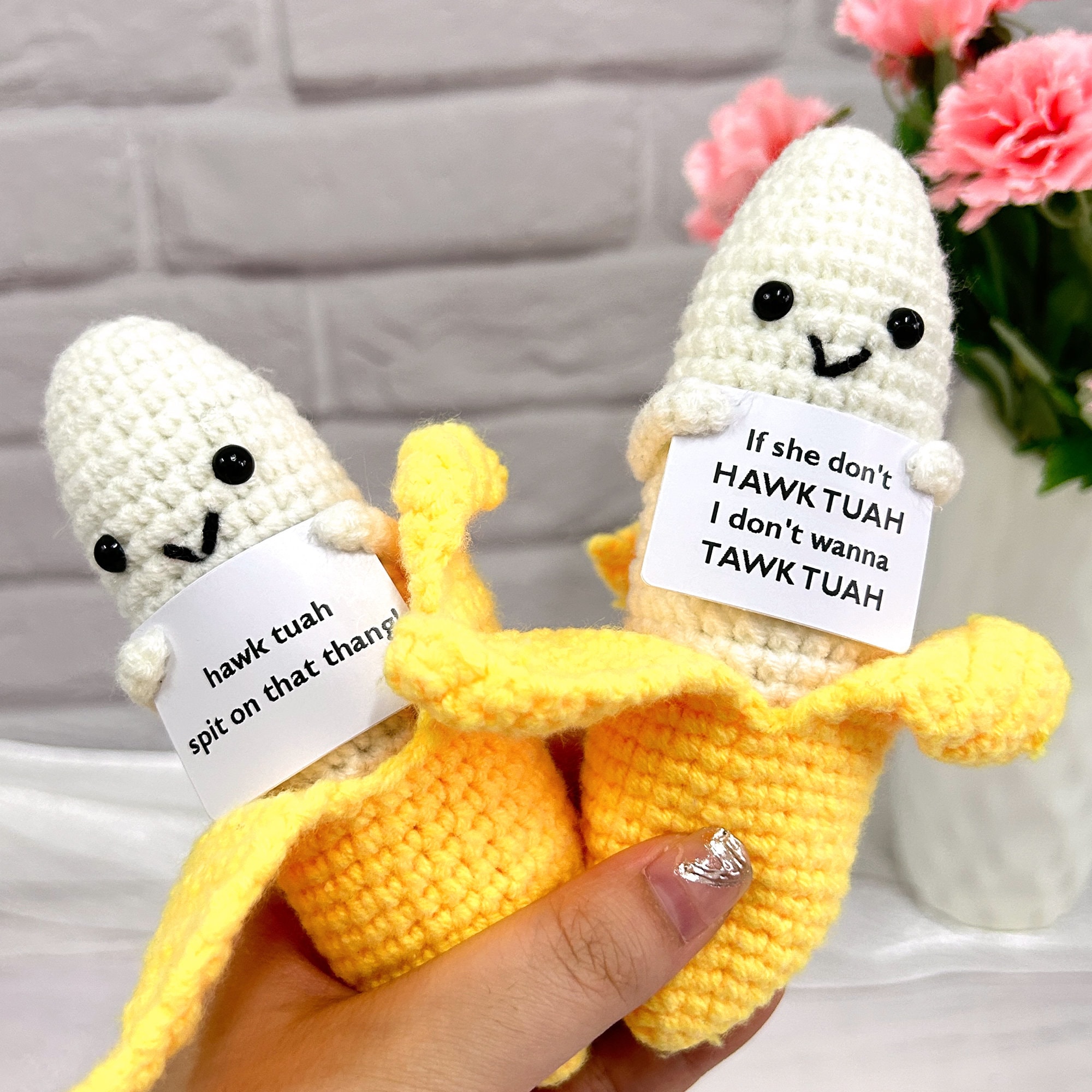 Interesting Handmade Crochet Peeled Banana With Customizable Text