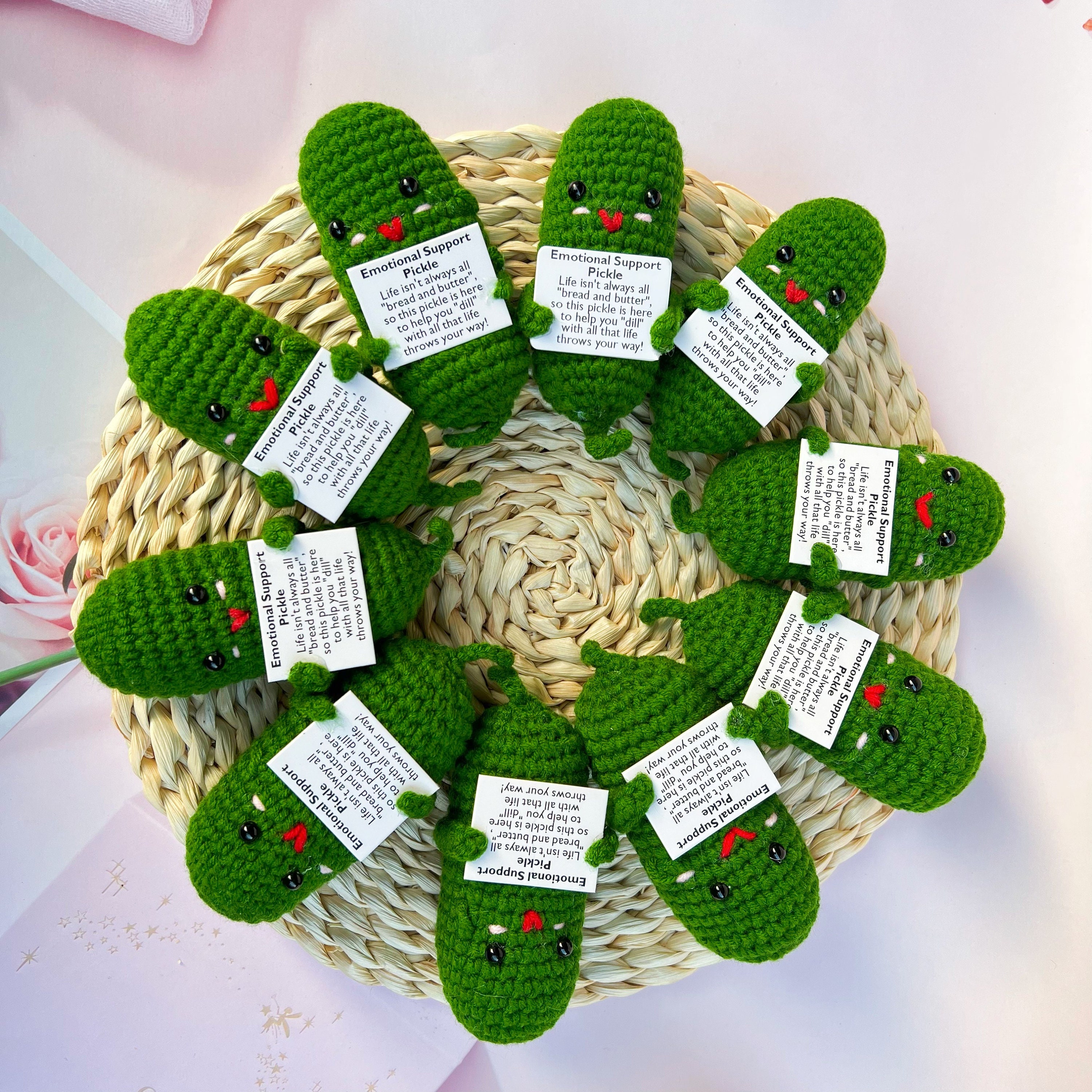 Custom Text Available) Crochet Emotional Support Plushies - Emotional  Support Pickles, Positive Potato Over the Hill Stress Relief Dill with  Challenges Encouraging Gift – The Bloom Crafter