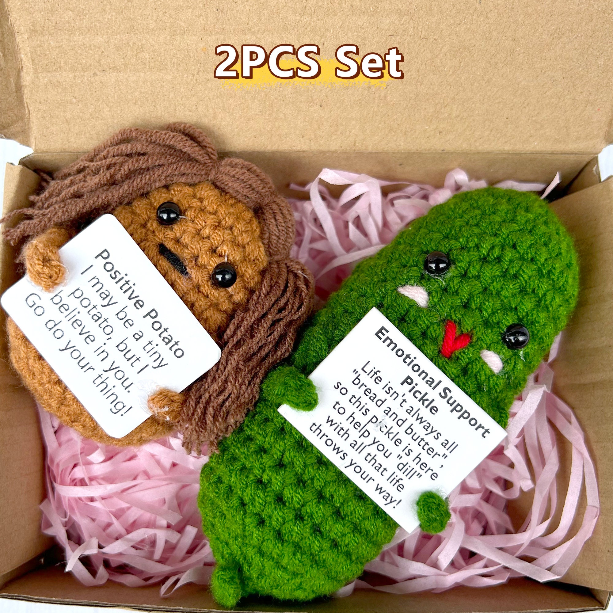  Positive Potato Crochet Dolls - Cute Room Decor Knitted Toys  Positive Cards Crochet Doll Emotional Support Plush Crochet Gift Home Decor  Funny Gifts for Women - Cute Potato Office Decoration Cute