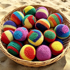 Crochet Hacky Sack Footbag,Hand Knit Kick Balls,Juggling Ball,Fidget Toy,Stress Balls,Outdoor Play,Summer Camp Toy For Kids & Adults