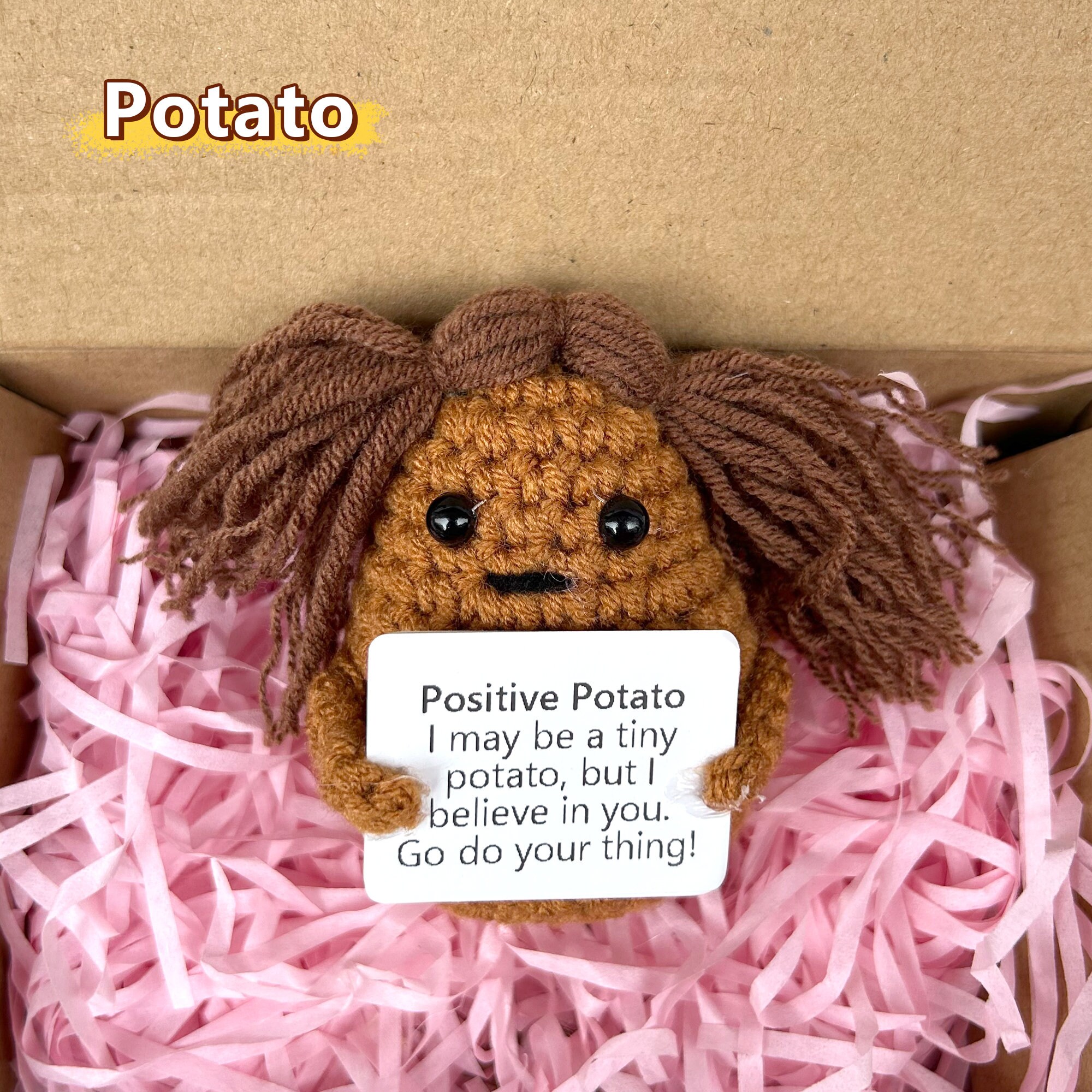  BYBEST Positive Potato, Emotional Support Pickle Potato, Soft  Wool Knitted Toy Decoration for Birthday (Color : White Potatoes, Size : 5  Piece) : Arts, Crafts & Sewing