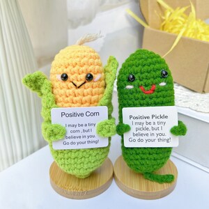 Handmade Crochet Pickle/Corn,Positive Pickle,Positive Corn,Crochet Sour Cucumber,Caring Gift For Her,Home Table/Desk Decor,Mother&#39;s Day Gift