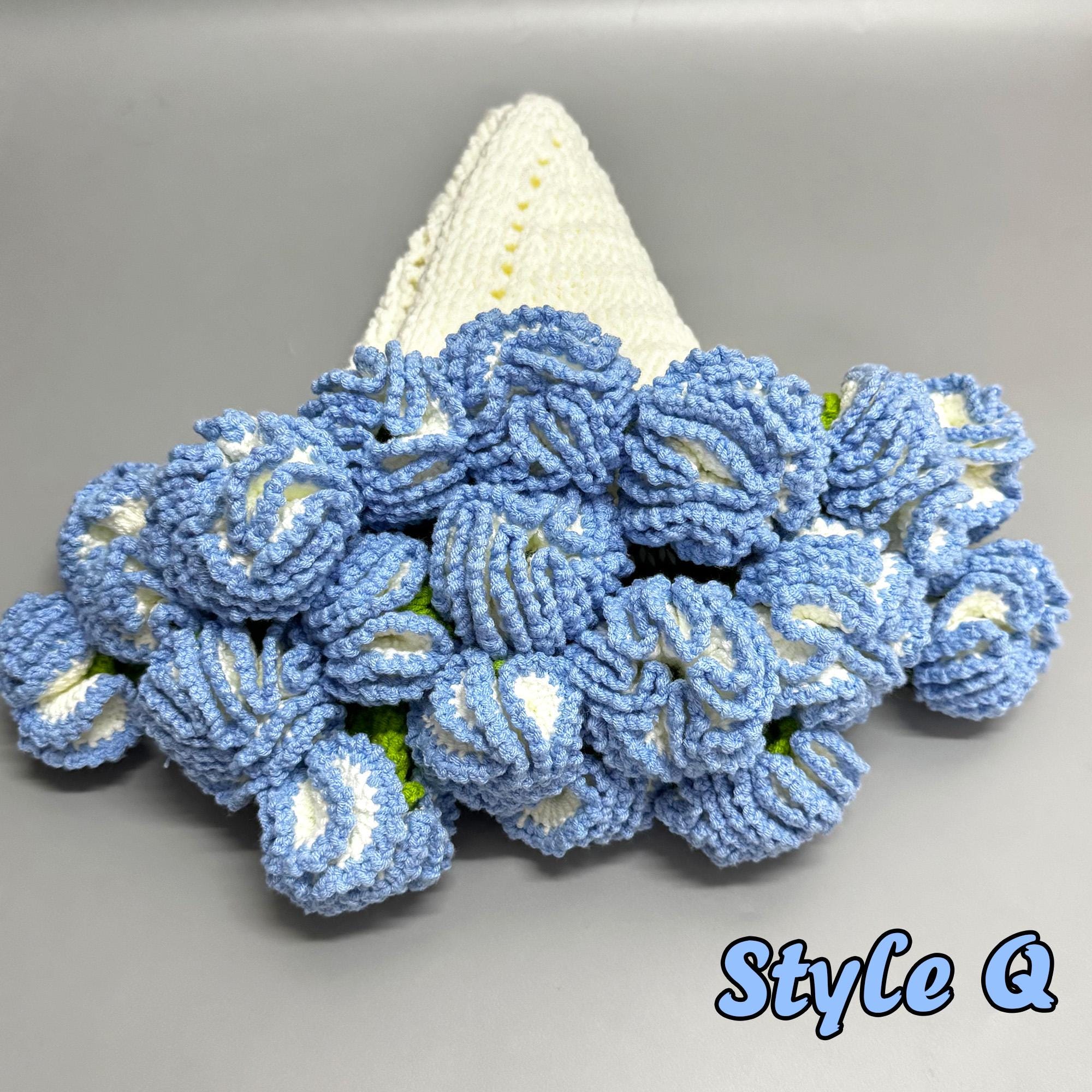 手作りのかぎ針編みのスズランブランケット、バラの花束ブランケット