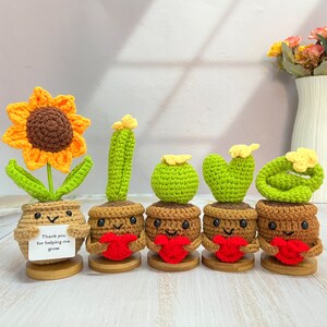 Tournesols crochetés à la main/Cactus LOVE au crochet/Plantes succulentes au crochet/Plantes/Plantation en pot de fleurs, sélection gratuite de cartes personnalisées, pour elle
