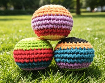 Handmade Crochet Hacky Sack Footbag, Colorful Knit Juggling Ball, Soft Fidget Toy for Kids, Boys Team Outdoor Play Toy,Bulk Sale Price