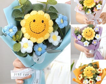 Handmade crochet Sunflower Rose bouquets,Valentine's Day Bouquet,Mother's Day gift,Graduation Gift,Everlasting flower,Birthday gift for her