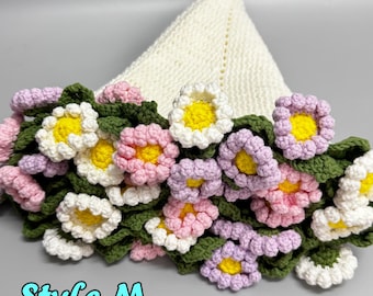 手作りのかぎ針編みのスズランブランケット、バラの花束ブランケット