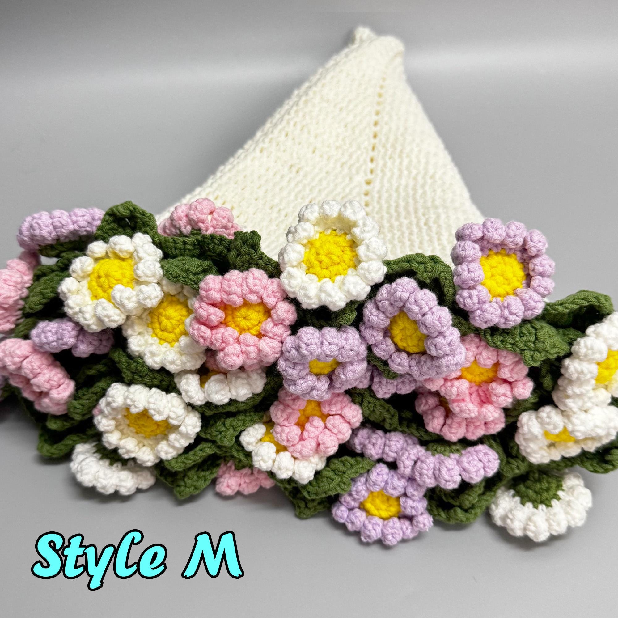 手作りのかぎ針編みのスズランブランケット、バラの花束ブランケット