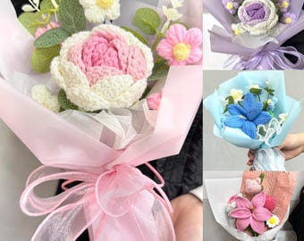Handmade Crochet Rose Bouquet,Bouquet for Anniversary/Birthday,Crochet Bouquet,  Gifts for mom,Crochet Rose, Lily, Tulip, Sunflower Bouquet