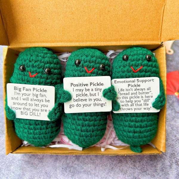 Emotional Support Pickle,Positive Pickle,Big Fan Pickle,Handmade Crochet Pickles,Crochet Sour Cucumber,Home Table Decor,Caring Gift For her