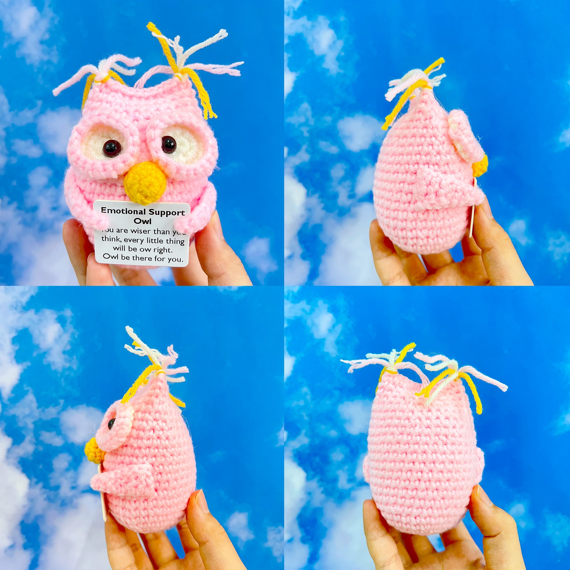 Animaux Au Crochet Positif, Mini Support Émotionnel, Décor De Dessin Animé, Amusant Et Mignon, Encouragement Avec Espèces De Beurre, Jouet De Décoration