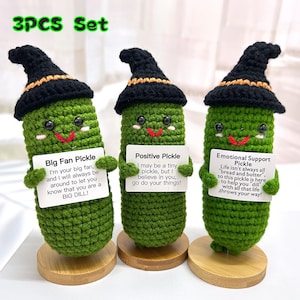 Halloween Pickles,Emotional Support Pickle,Positive Pickle,Big Fan Pickle,Handmade Crochet Pickles,Crochet Sour Cucumber,Home Table Decor