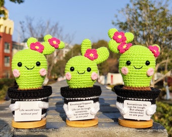 Cute Handmade Crochet Cactus,Emotional Support Plant,Life Would Succ Without You,Custom Crochet Succulent Plants,Mother's Day Gifts