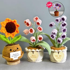 Handmade Crochet sunflower/ Lily of the valley Flowers,Thanks Gift for Mom/Dad/Teacher/Friends,Emotional Support,Thanksgiving Gifts
