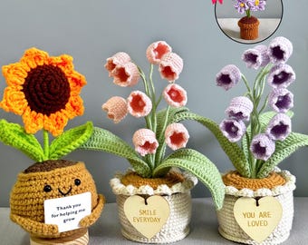 Handmade Crochet sunflower/ Lily of the valley Flowers,Thanks Gift for Mom/Teacher/Friends,Emotional Support,Thanksgiving Gift, Xmas Gift