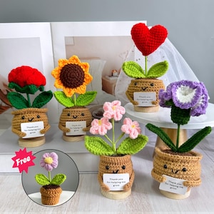 Handmade Crochet sunflower/ Forget me not Flowers/Rose,Thanks Gift for Mom/Dad/Teacher/Friends/Team,Emotional Support,Thanksgiving Gifts