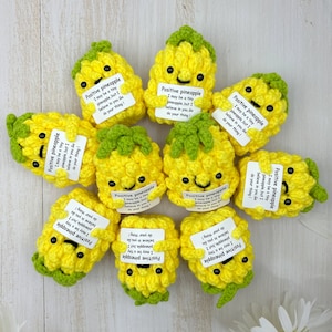 Bulk Sale Crochet Pineapple,Positive Pineapple,Mental Health Gift for Family/Friends/Team,Pineapple Amigurumi,Handmade Mother's Day Gifts