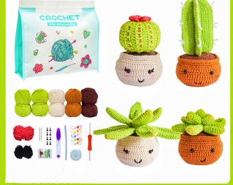 Handmade Animals And Plants Crochet Kit, Amigurumi Doll Kit,Hand Knitting Animals And Flowers Keychain,DIY Materials Supplies Yarn Toy