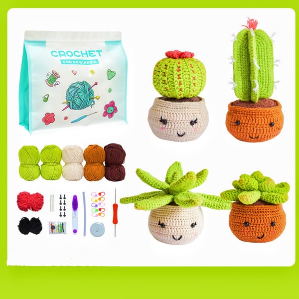 Kit au crochet fait main animaux et plantes, kit poupée Amigurumi, porte-clés animaux et fleurs tricotés à la main, matériaux de bricolage, fil, jouet