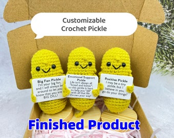 Crochet Emotional Support Pickle Finished Product-Big Fan Pickle-A Big Dill Gift-Handmade Positive Pickle-Cheering Gift for Teams