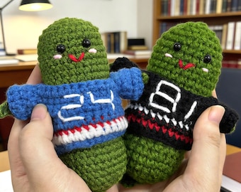 Emotional Support Pickle He*ted Ri*alry Edition | Hand-Crocheted Plush | Sports Rivalry Gift | Cozy Desk Companion,Positive Pickles