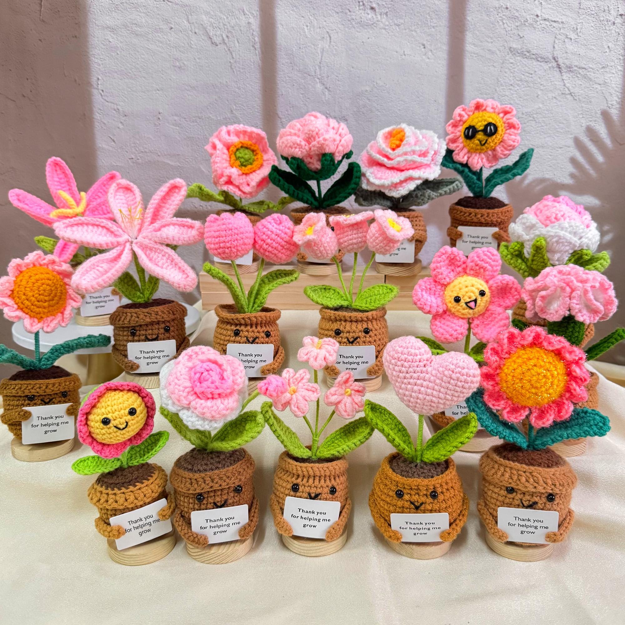 Crochet Daisy/Lily/Rose/Sunflower/Carnation,Crochet Flowers,Thank You For Helping Me Grow,Emotional Support Gift,Thank You Gift,Teacher Gift