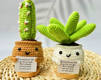 Simpatici regali fatti a mano all'uncinetto per cactus/piante succulente, verdure all'uncinetto personalizzate con base, accessori all'uncinetto fai da te, regalo per la festa della mamma