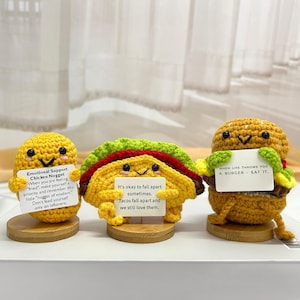 Handmade crocheted food,Emotional support crocheted chicken nuggets/Tucker/Burger, Crocheted delicacies,Thanksgiving gift,Christmas gift