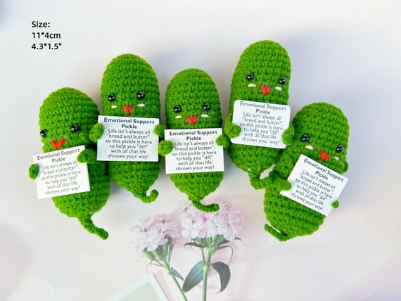 🥒Handmade Emotional Support Pickle With Positive Affirmation Crochet