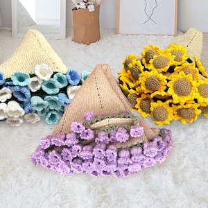 Handgemachte gehäkelte Maiglöckchen Decke, Rosenstrauß Decke, Hochzeitsgeschenk, Abschlussgeschenk, Häkelblume Decke, Sonnenblume Decke