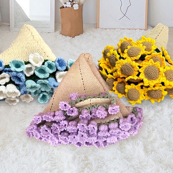 Handmade crocheted lily of the valley blanket,Rose Bouquet Blanket,Wedding Gift,Mother's Day bouquet blanket,Crochet Flower Blanket