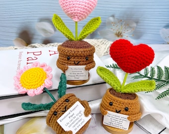 Handmade crochet, love sunflower potted plant, Mother's Day gift, gift for mom-grandma-sister-friends, Mother's Day gift