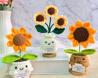 Crochet Emotional Support Sunflower Pot Plant ,custom Crochet