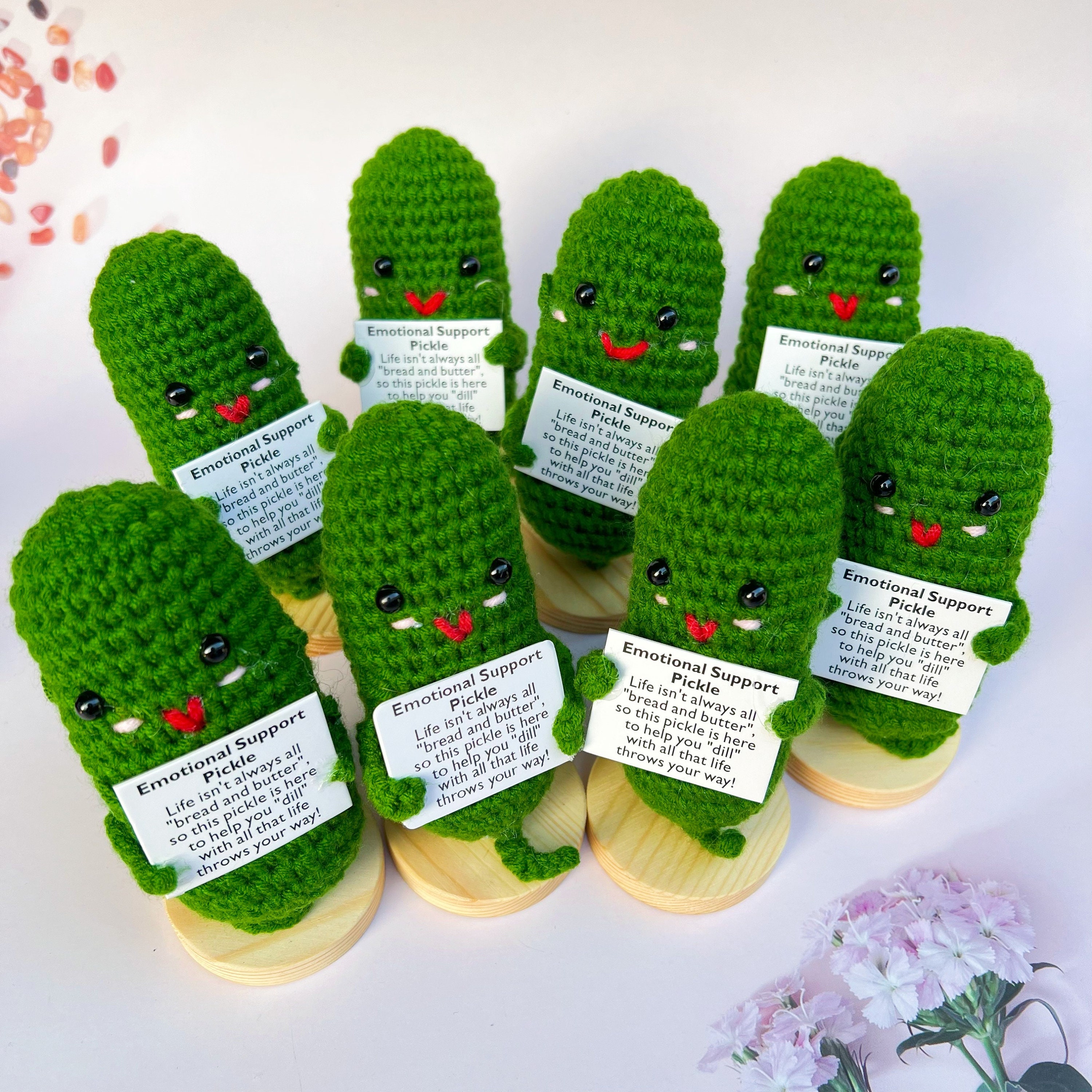 Cetriolo All'uncinetto Big Dill - Peluche Emotivo Con Messaggio Positivo, Antistress, Idea Regalo Divertente Per Bambini E Adulti