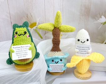 Handmade crochet peeled bananas,active avocados,lucky palm trees,summer exclusive ornament,toy gifts for children,Permanent finished product