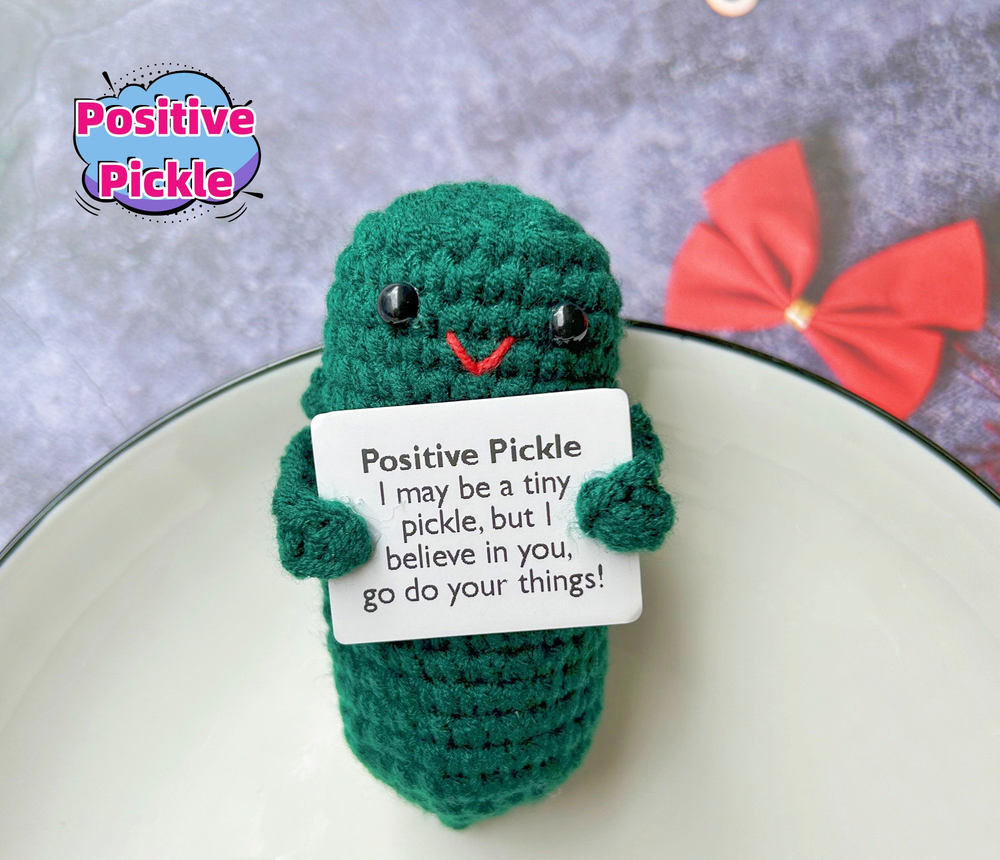 Emotional Support Pickle,positive Pickle,big Fan Pickle,handmade Crochet  Pickles,crochet Sour Cucumber,home Table Decor,caring Gift for Her 
