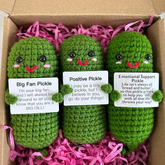 Emotional Support Pickle,Positive Pickle,Big Fan Pickle,Handmade Crochet Pickles,Crochet Sour Cucumber,Home Table Decor,Graduation gift
