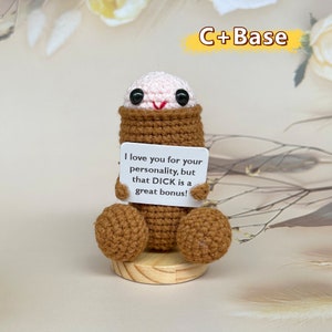 Pene de crochet divertido - Regalo divertido para adultos - Pene amigurumi de crochet - Regalo para novio/esposo - Regalo de aniversario, Pene positivo para Navidad Style C+Base