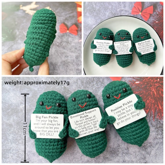 Handmade Emotional-Support Pickled Cucumber Gift,Crochet Emotional Support