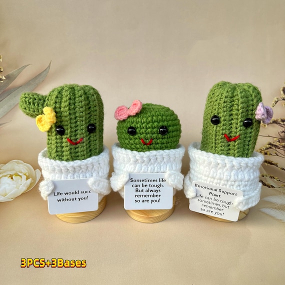 Positive Vegetables Family Set-cute Crochet Desk Accessory-positive  Pickle/potato/tomato/carrot/eggplant-handmade Gifts-valentine's Day Gift 