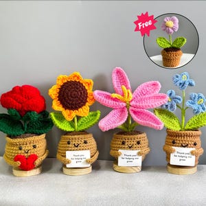 Handmade Crochet sunflower/ Forget me not Flowers/Rose/Tulip,Thanks Gift for Mom/Dad/Teacher/Friends,Emotional Support,Thanksgiving Gifts