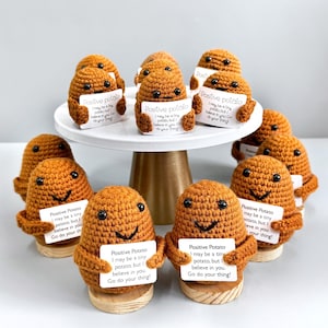 Emotional Support Potato,Handmade Knitted 4cm/8cm Potato,Lucky Tiny Crochet Decor With Letter,Desktop decor,Heartwarming Gift,Halloween Gift