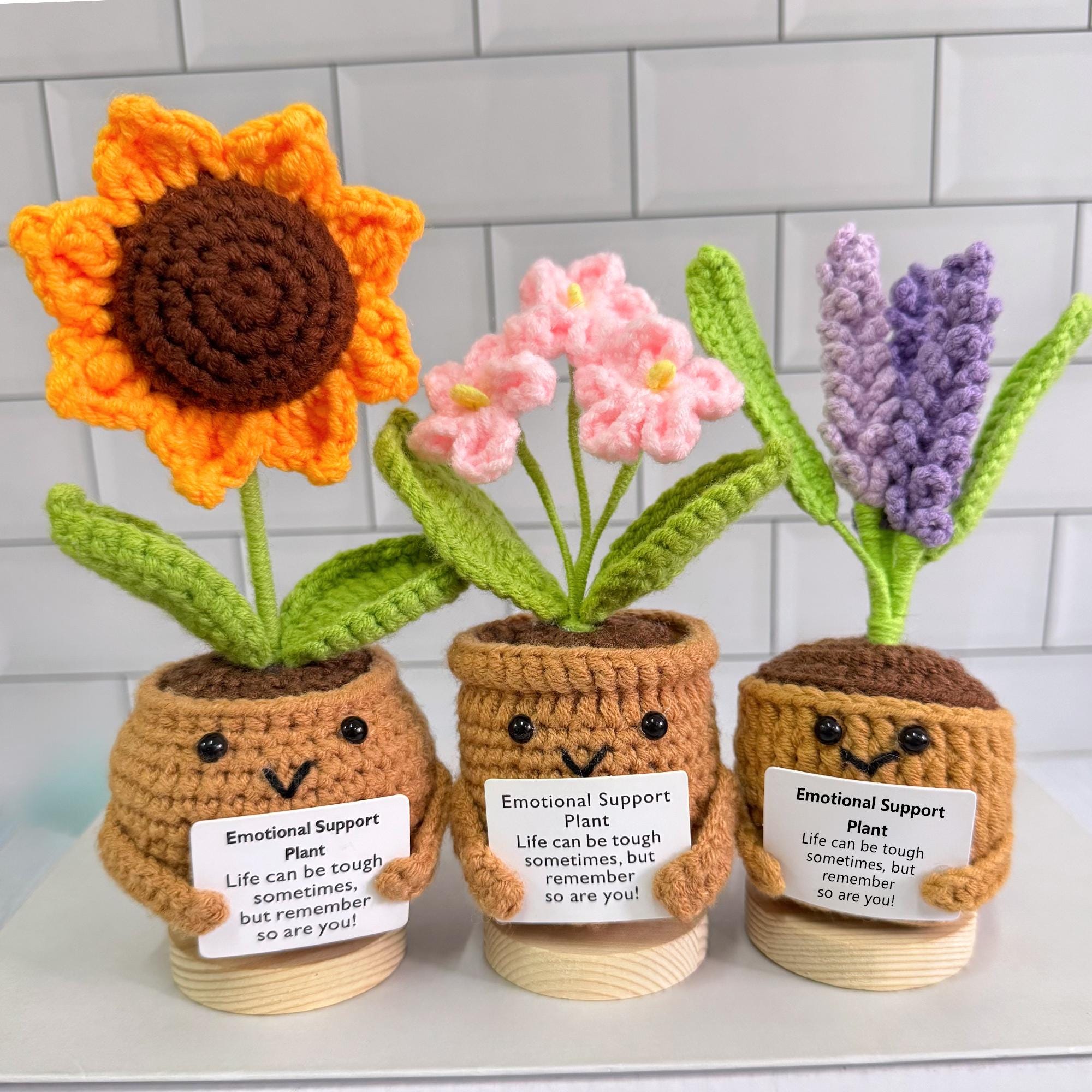 Emotional Support Gift Set- Crochet  Flowers-sunflower/lavender/forget-me-not-desk Decor,gift for  Teachers,mother's Day Gift,graduation Gift - Etsy