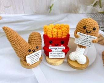 Handmade crochet French fries,emotional support chicken wings and positive chicken legs,gourmet three piece set,restaurant decoration