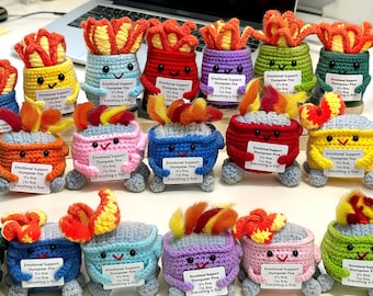 Emotional Support Dumpster Fire,Office Employee Gifts,Gifts Work Team,Handmade crochet Dumpster Fire,Office Desk Accessories Fun