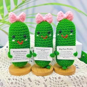 Handmade Crochet Pickles,Emotional Support Pickle,Positive Pickle,Big Fan Pickle,Crochet Sour Cucumber,Gift For her,Home Table/Desk Decor